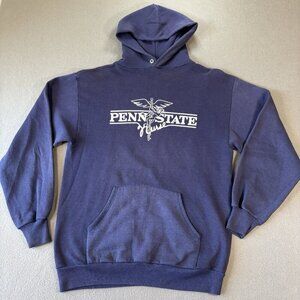 Vintage 80s Jerzees Hoodie Penn State Nurse Womens L Blue Faded USA Made RARE
